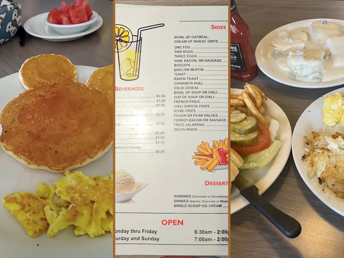 Bright breakfast spot with simple table service.